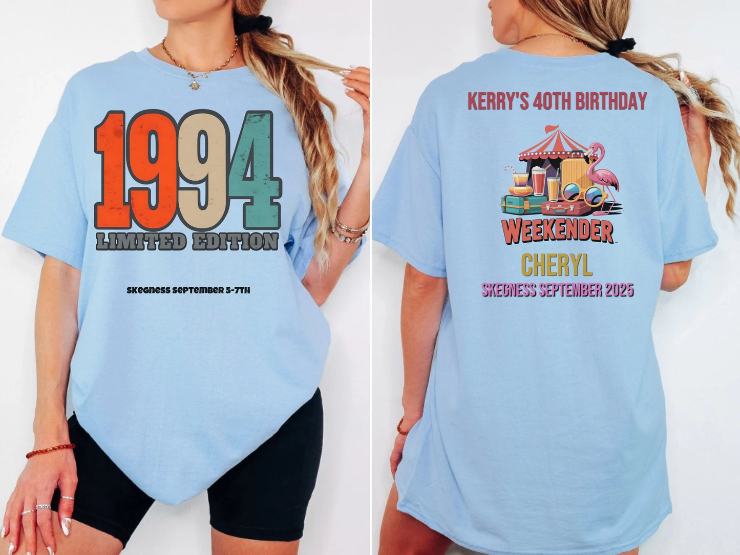 1994 Limited Edition - Adult Weekender Front and Back Personalised Unisex Heavy T-Shirt - 90s - Adult Weekender