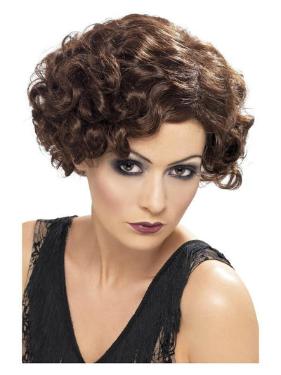 20s Flirty Flapper Wig, Brown - Adult Weekender