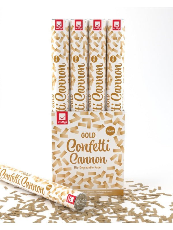 50cm Confetti Cannon, Gold, DB of 12 - Adult Weekender