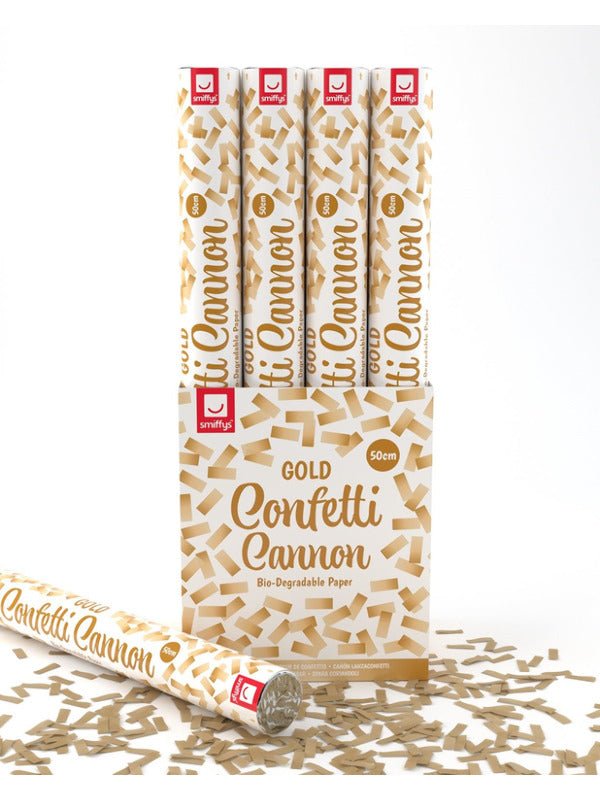 50cm Confetti Cannon, Gold, DB of 12 - Adult Weekender