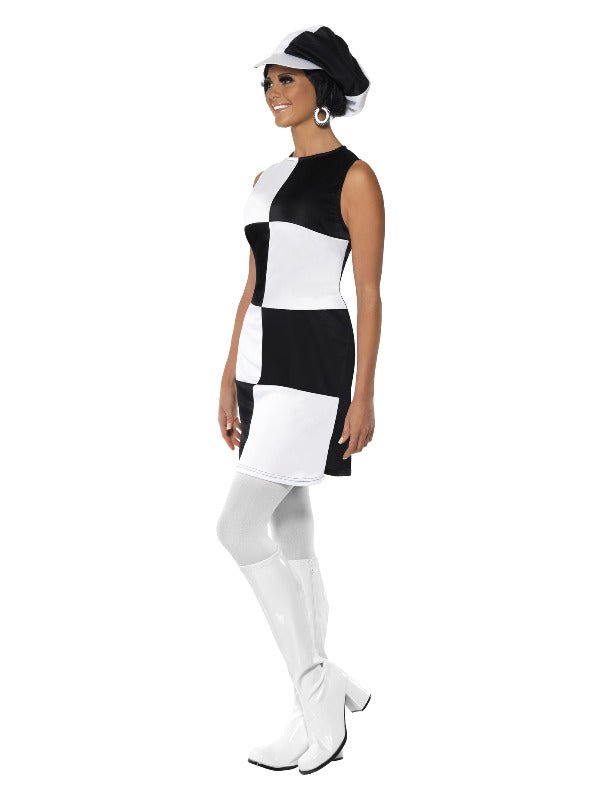 60s Party Girl Costume, Black & White - Adult Weekender