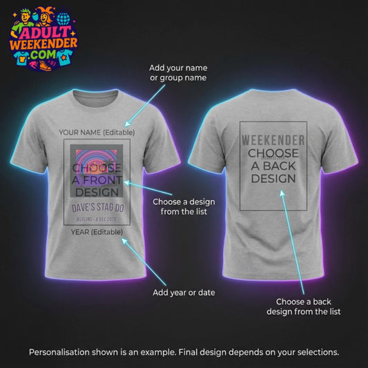 adult weekender t-shirt personalisation guide