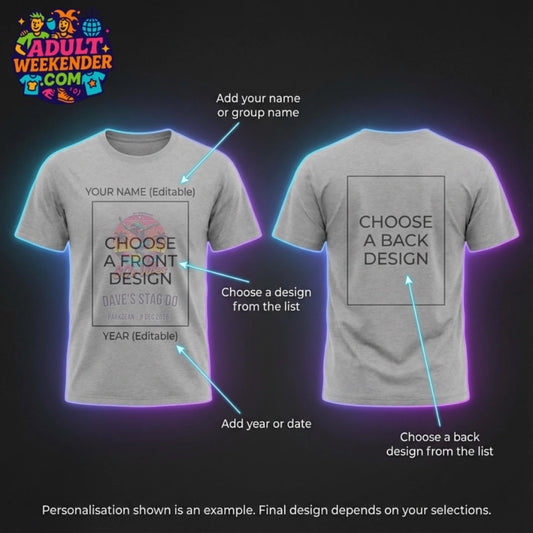 adult weekender t-shirt personalisation guide