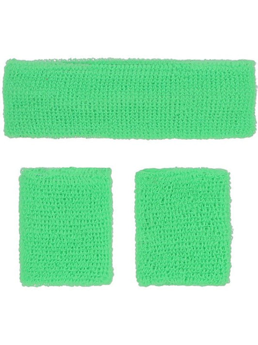 80s Neon Sweatbands, Green - Adult Weekender
