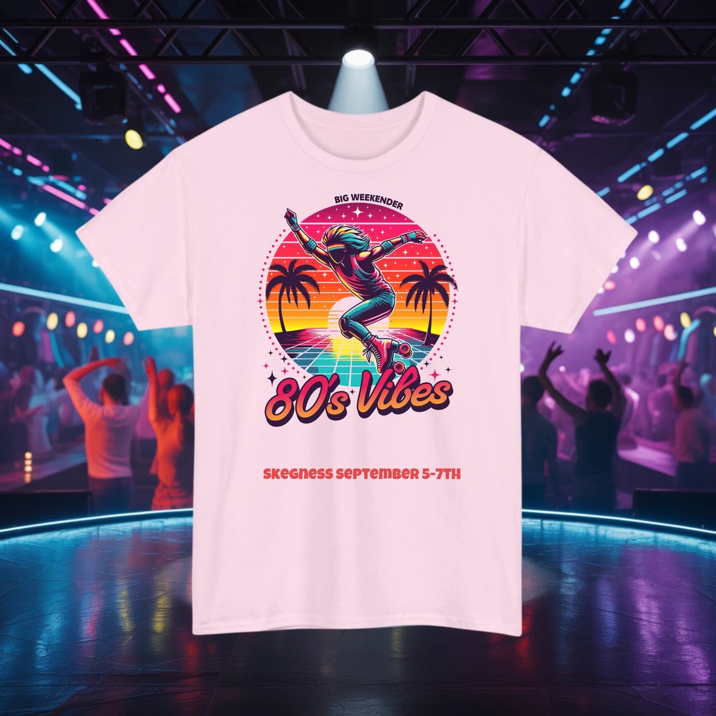 80s Vibes - Adult Weekender Front and Back Personalised Unisex Heavy T-Shirt 80s - Adult Weekender