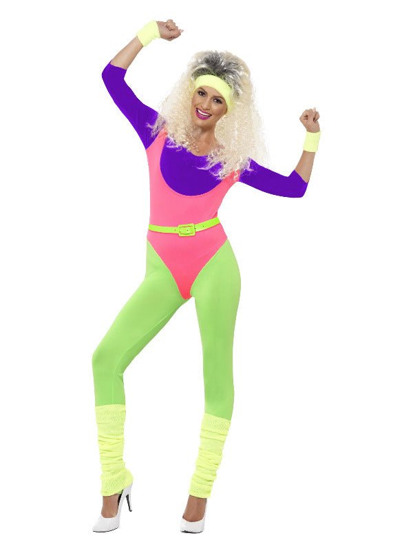 80s Work Out Costume, with Jumpsuit, Neon - Adult Weekender
