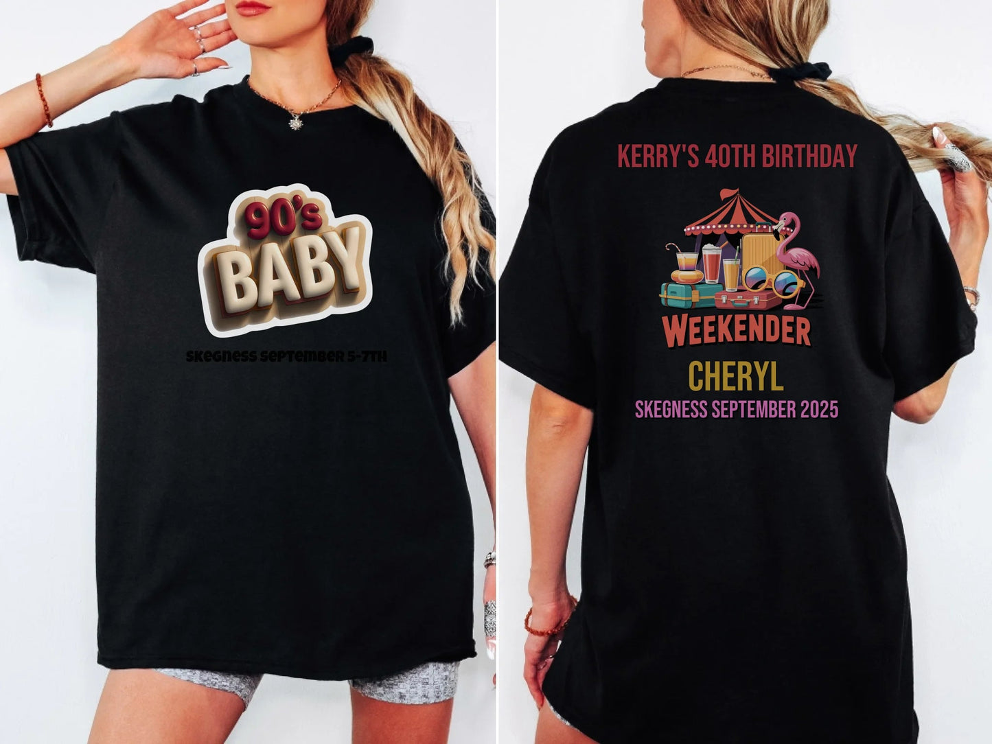 90s Baby 2 - Adult Weekender Front and Back Personalised Unisex Heavy T-Shirt or Hoodie - 90s - Adult Weekender