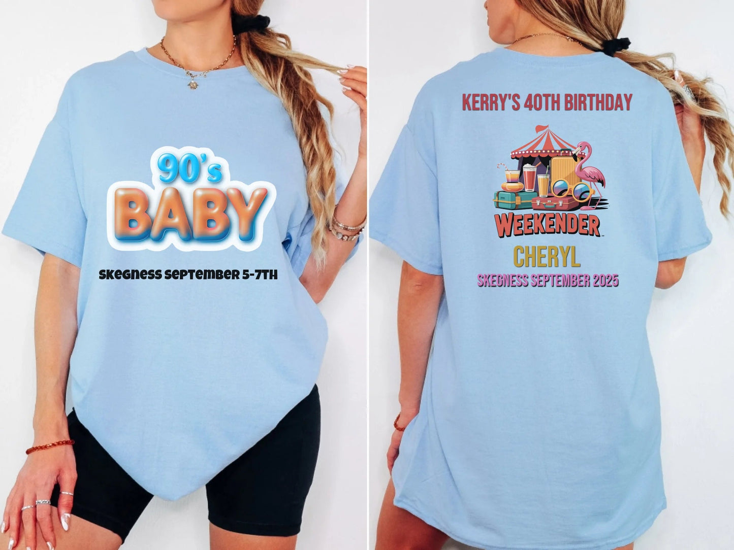 90s Baby - Adult Weekender Front and Back Personalised Unisex Heavy T-Shirt or Hoodie - 90s - Adult Weekender