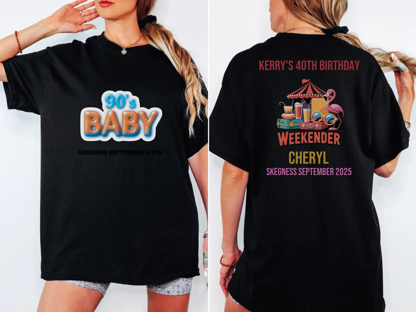 90s Baby - Adult Weekender Front and Back Personalised Unisex Heavy T-Shirt or Hoodie - 90s - Adult Weekender