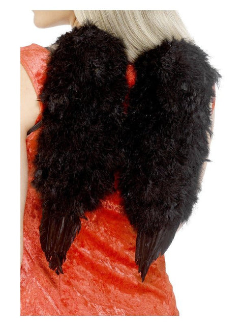 Angel Wings, Feathered, Black - Adult Weekender