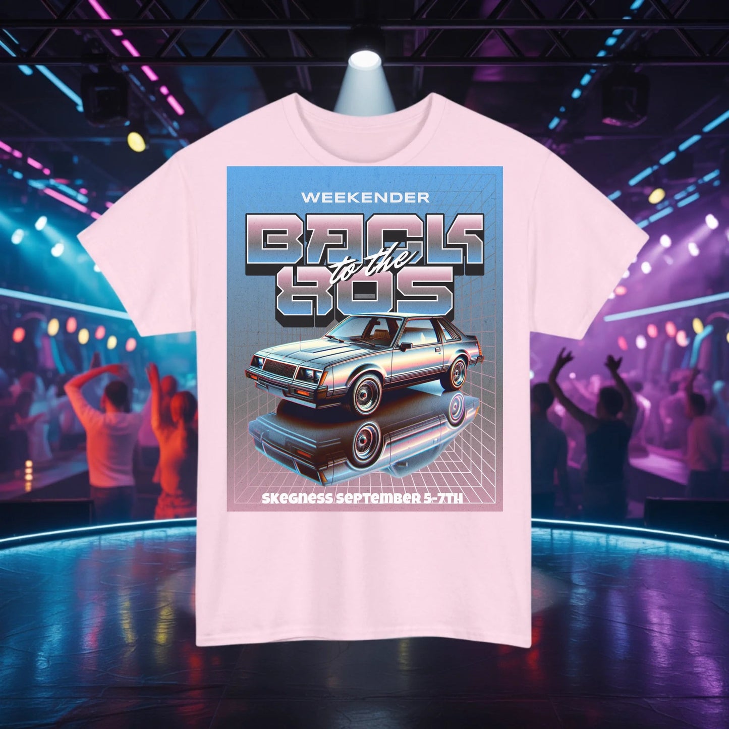 Back to the 80s - Adult Weekender Front and Back Personalised Unisex Heavy T-Shirt 80s - Adult Weekender
