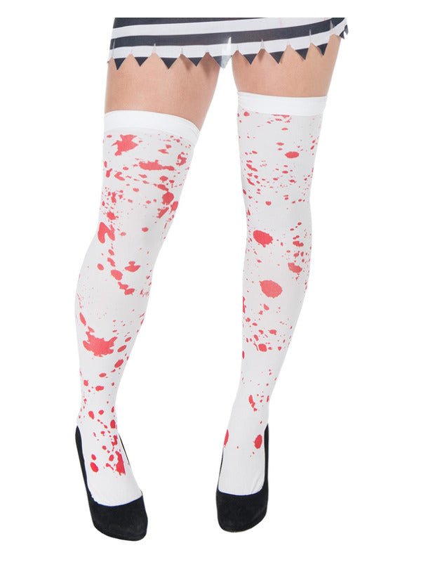 Blood Splattered Stockings, White & Red - Adult Weekender