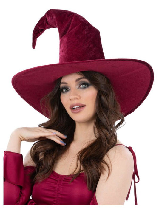Burgundy Velour Witch Hat - Adult Weekender