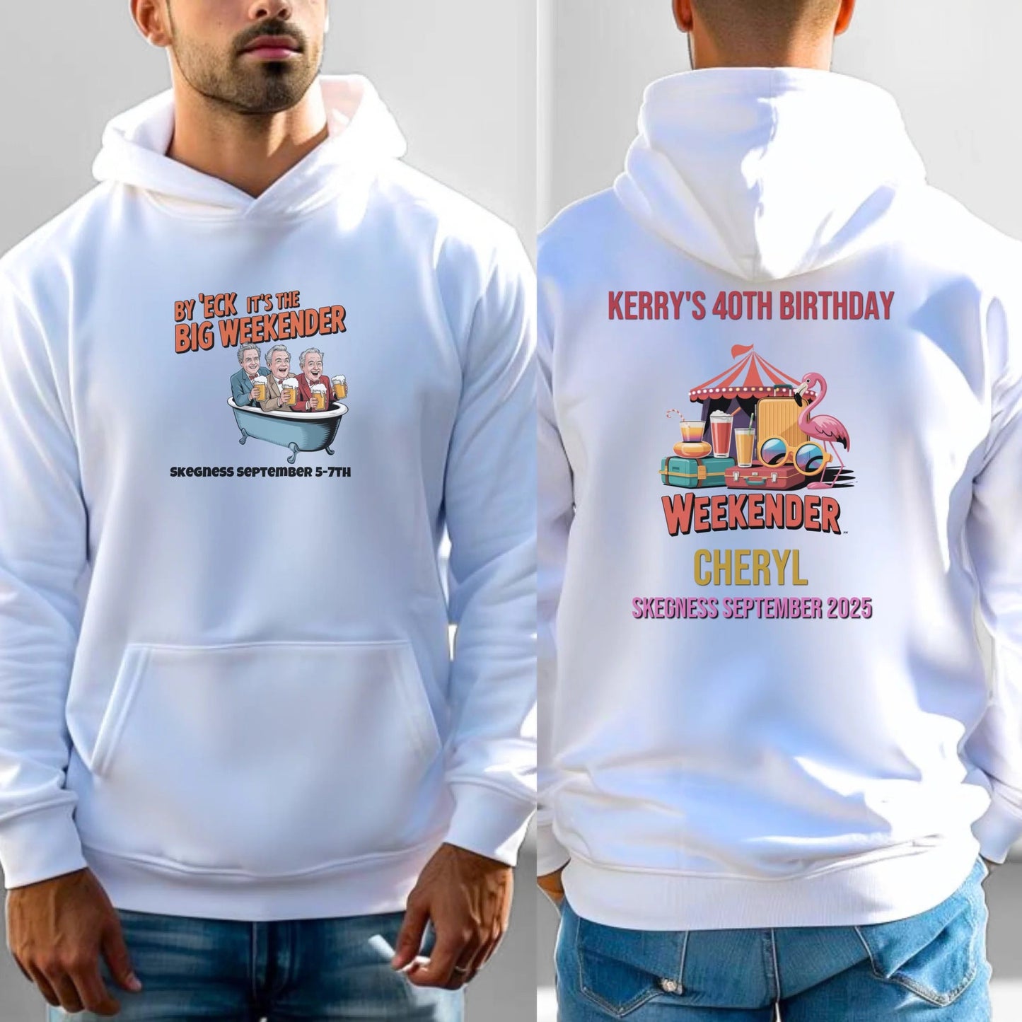 By 'Eck it's the Big Weekender - Adult Weekender Front and Back Personalised Unisex Heavy T-Shirt or Hoodie - 90s - Adult Weekender