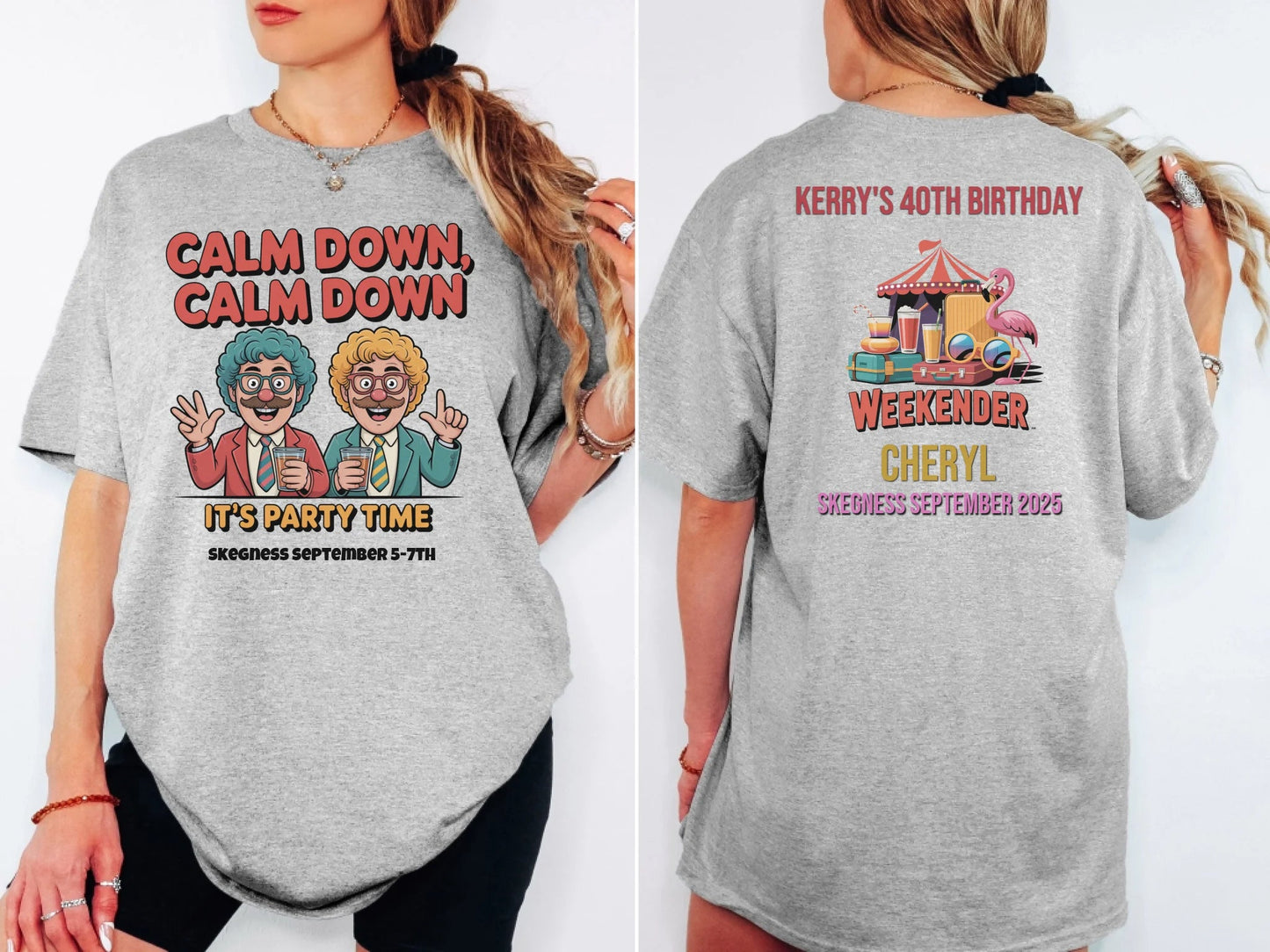 Calm Down Calm Down - Adult Weekender Front and Back Personalised Unisex Heavy T-Shirt or Hoodie - 90s - Adult Weekender