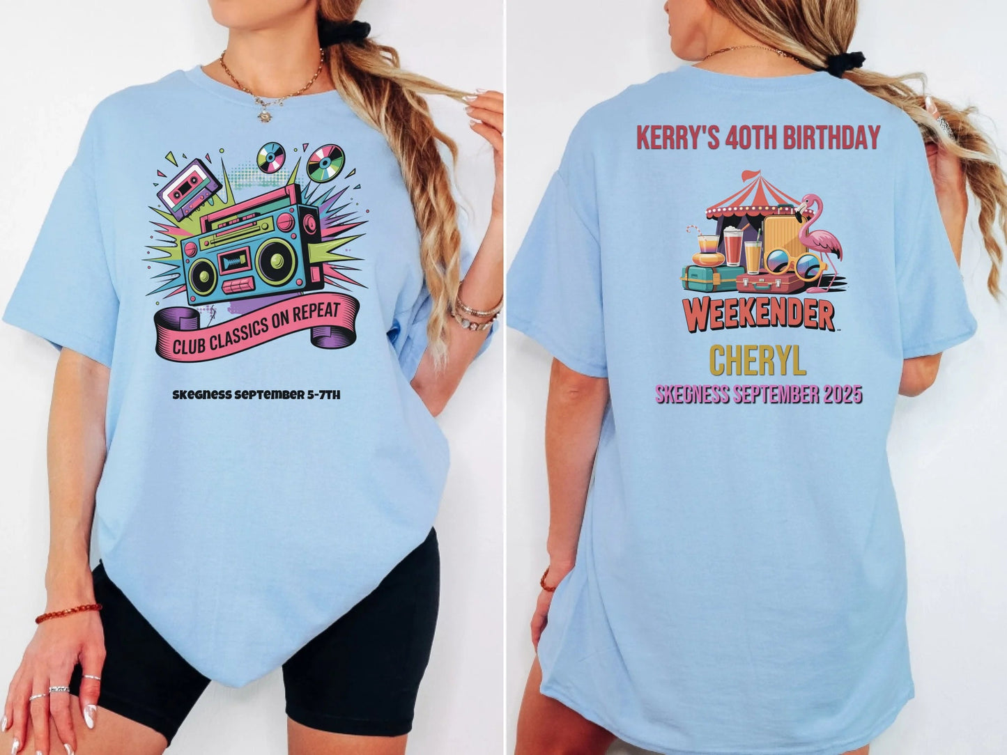 Club Classics on Repeat - Adult Weekender Front and Back Personalised Unisex Heavy T-Shirt - 90s - Adult Weekender