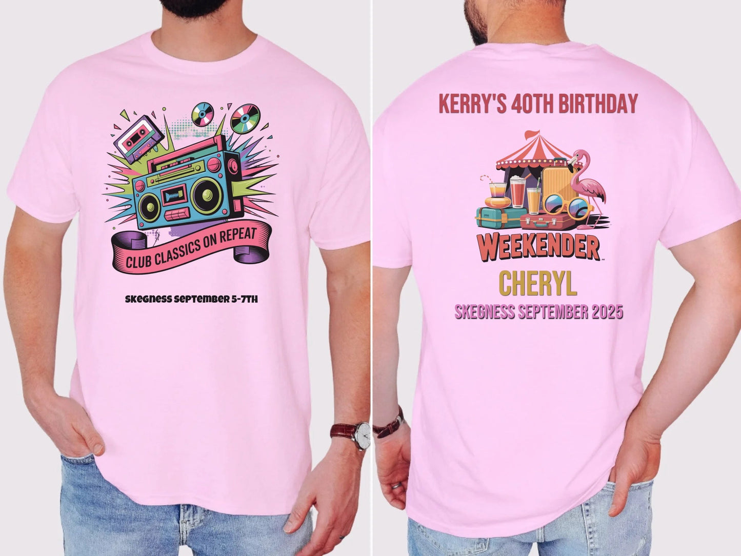 Club Classics on Repeat - Adult Weekender Front and Back Personalised Unisex Heavy T-Shirt - 90s - Adult Weekender