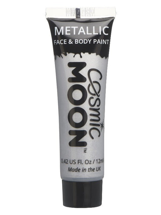 Cosmic Moon Metallic Face & Body Paint, Silver - Adult Weekender