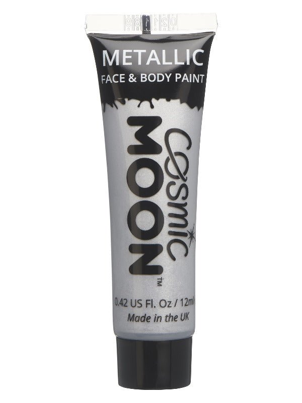Cosmic Moon Metallic Face & Body Paint, Silver - Adult Weekender