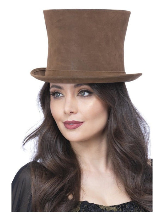 Deluxe Authentic Victorian Top Hat, Brown - Adult Weekender