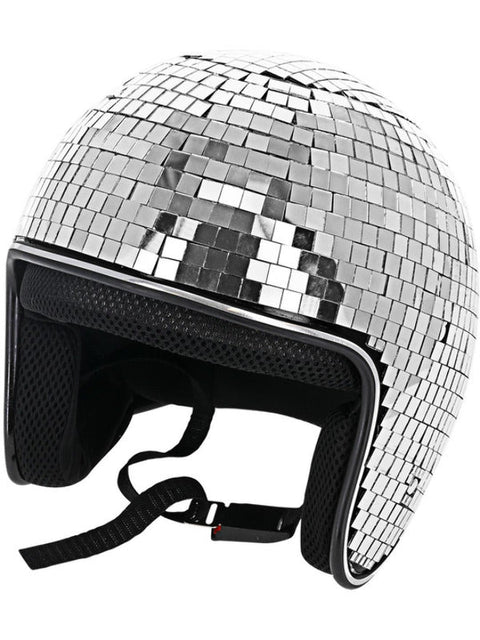 Deluxe Disco Ball Helmet, Silver - Adult Weekender