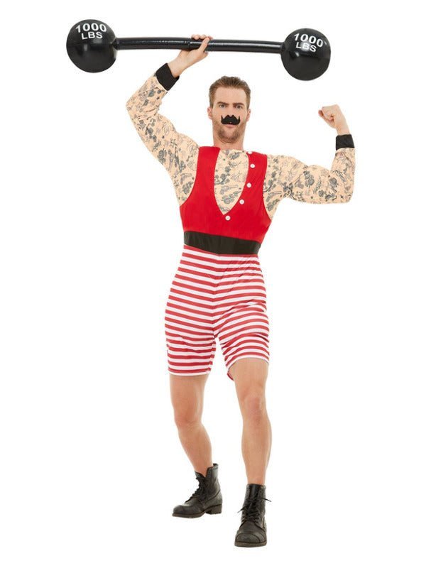 Deluxe Strongman Costume, Red & White - Adult Weekender