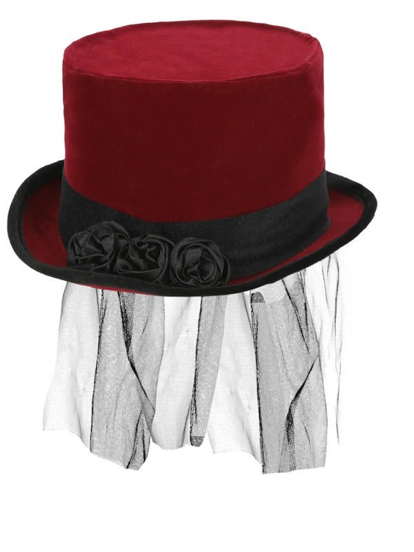 Deluxe Victorian Vampiress Hat, Burgundy - Adult Weekender