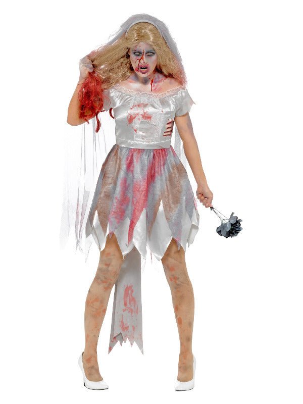 Deluxe Zombie Bride Costume, Grey - Adult Weekender