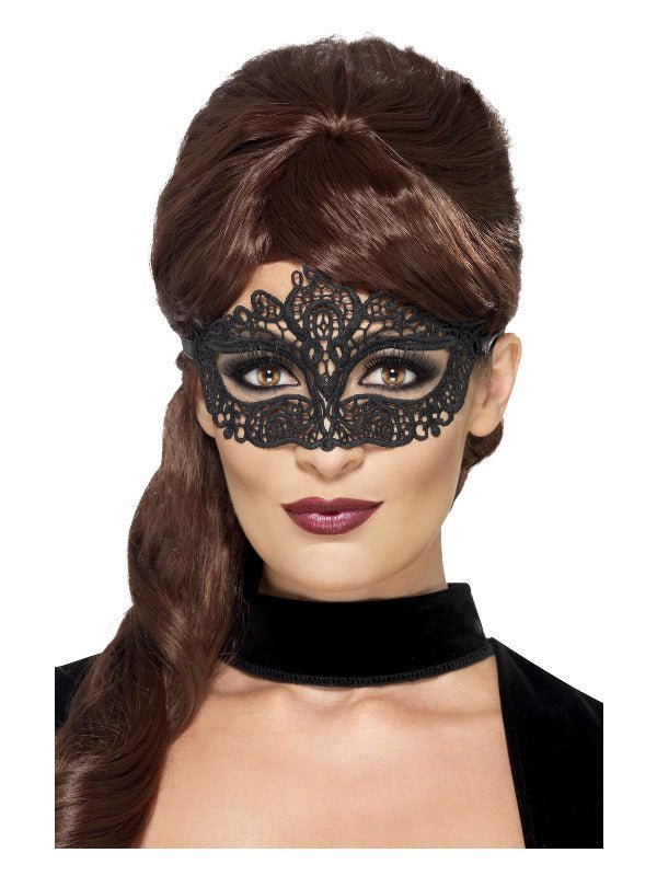 Embroidered Lace Filigree Eyemask, Black - Adult Weekender