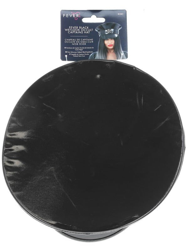 Fever Deluxe Black Wetlook Occult Captains Hat - Adult Weekender
