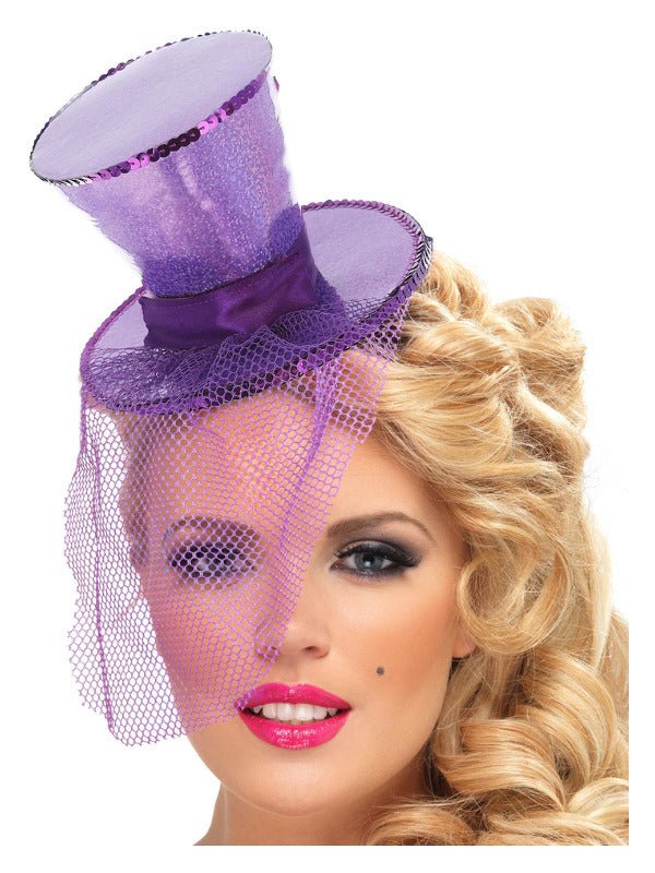 Fever Mini Top Hat on Headband, Purple - Adult Weekender