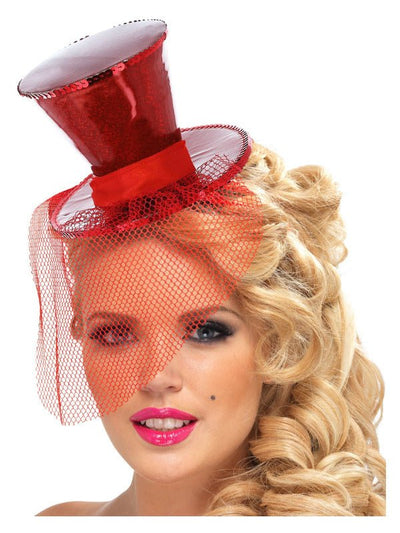 Fever Mini Top Hat on Headband, Red - Adult Weekender