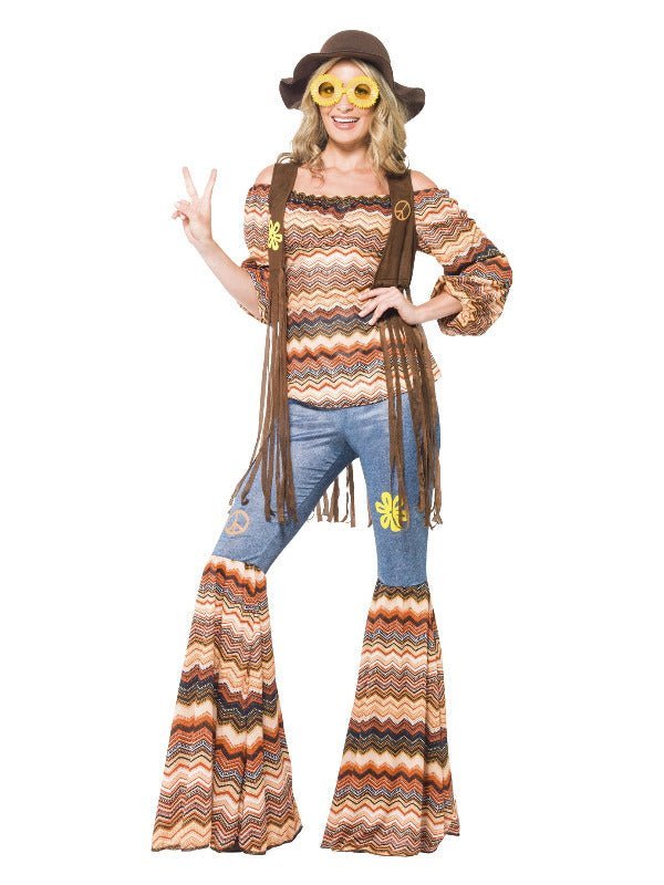Harmony Hippie Costume, Multi - Coloured - Adult Weekender