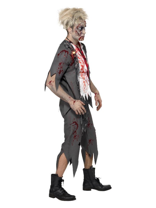 High School Horror Zombie Schoolboy Costume, Grey - Adult Weekender
