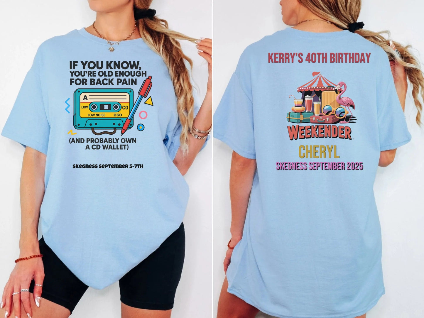 If you Know you're old enough for back pain - Adult Weekender Front and Back Personalised Unisex Heavy T-Shirt - 90s - Adult Weekender