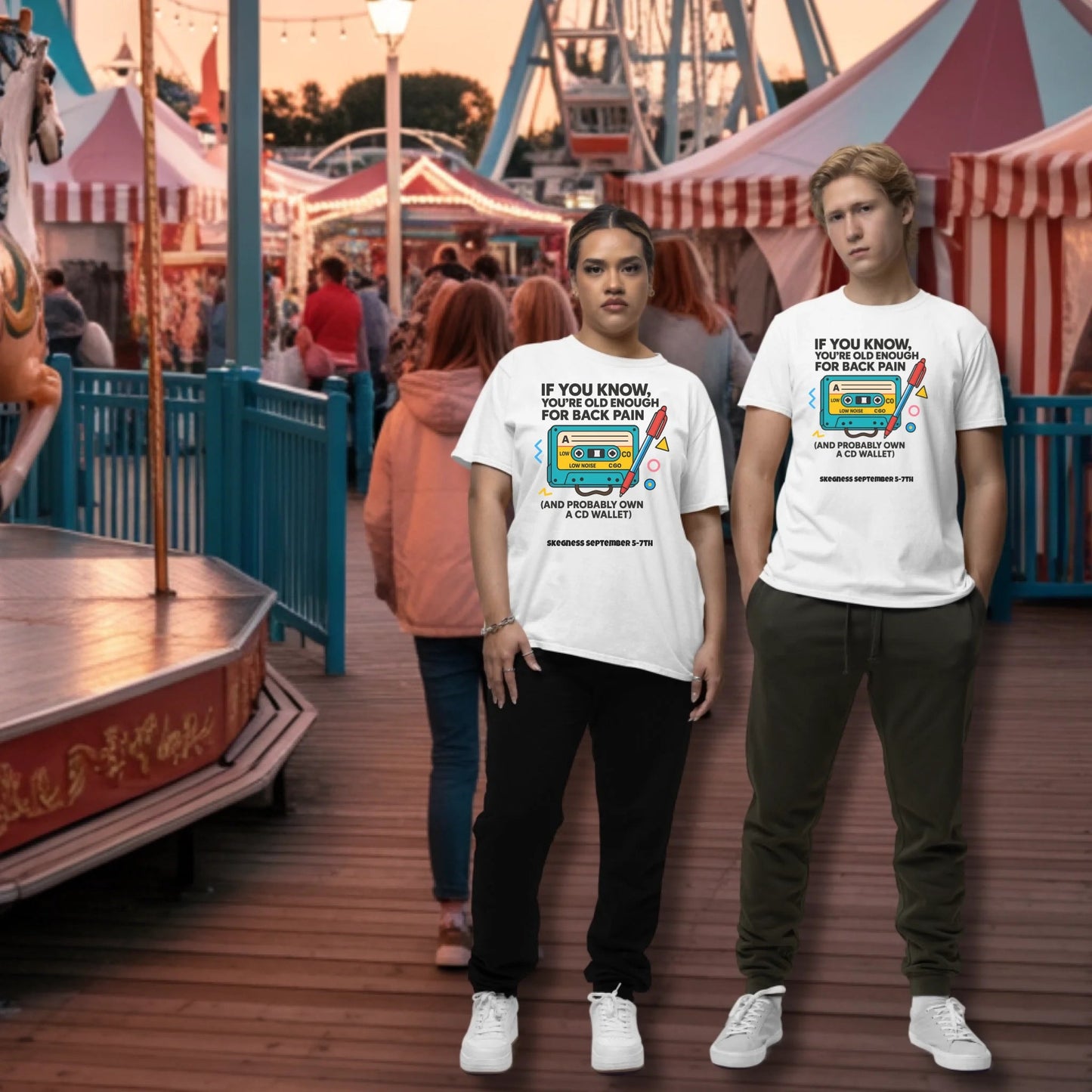 If you Know you're old enough for back pain - Adult Weekender Front and Back Personalised Unisex Heavy T-Shirt - 90s - Adult Weekender