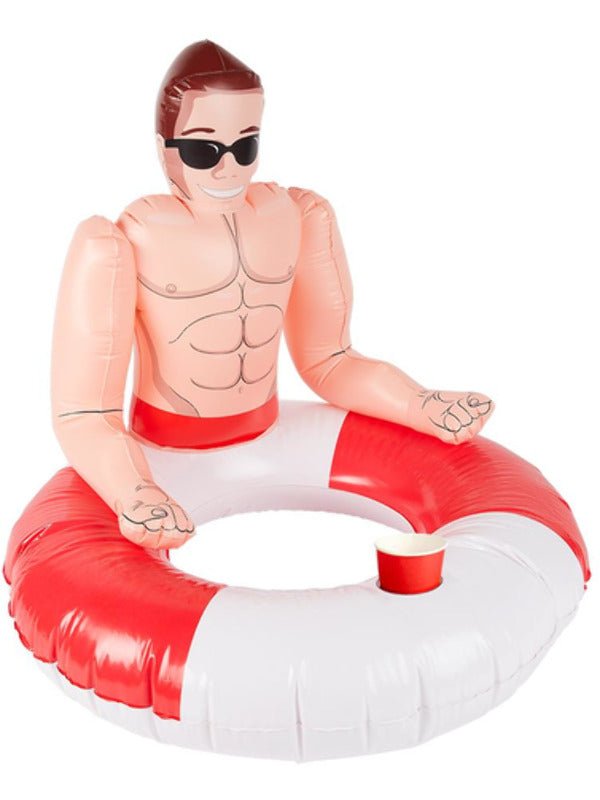Inflatable Lifeguard Hunk Swim Ring, Red & White - Adult Weekender