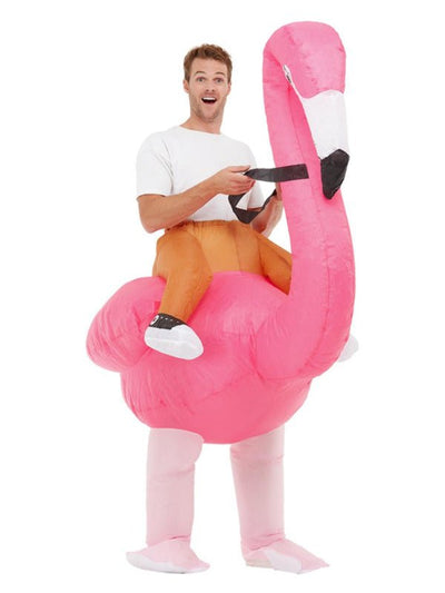 Inflatable Ride Em Flamingo Costume, Pink - Adult Weekender