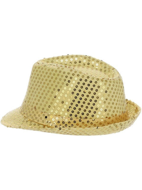 Light Up Sequin Trilby Hat, Gold - Adult Weekender