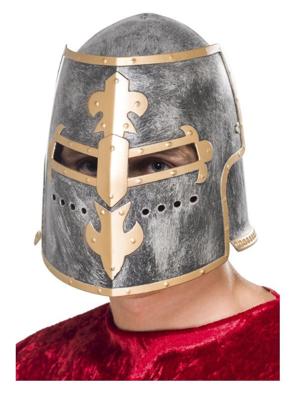 Medieval Crusader Helmet, Silver - Adult Weekender
