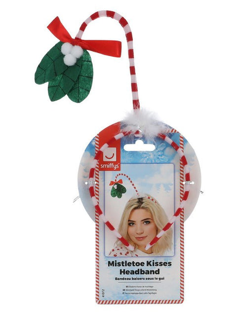 Mistletoe Kisses Headband, Red & White - Adult Weekender