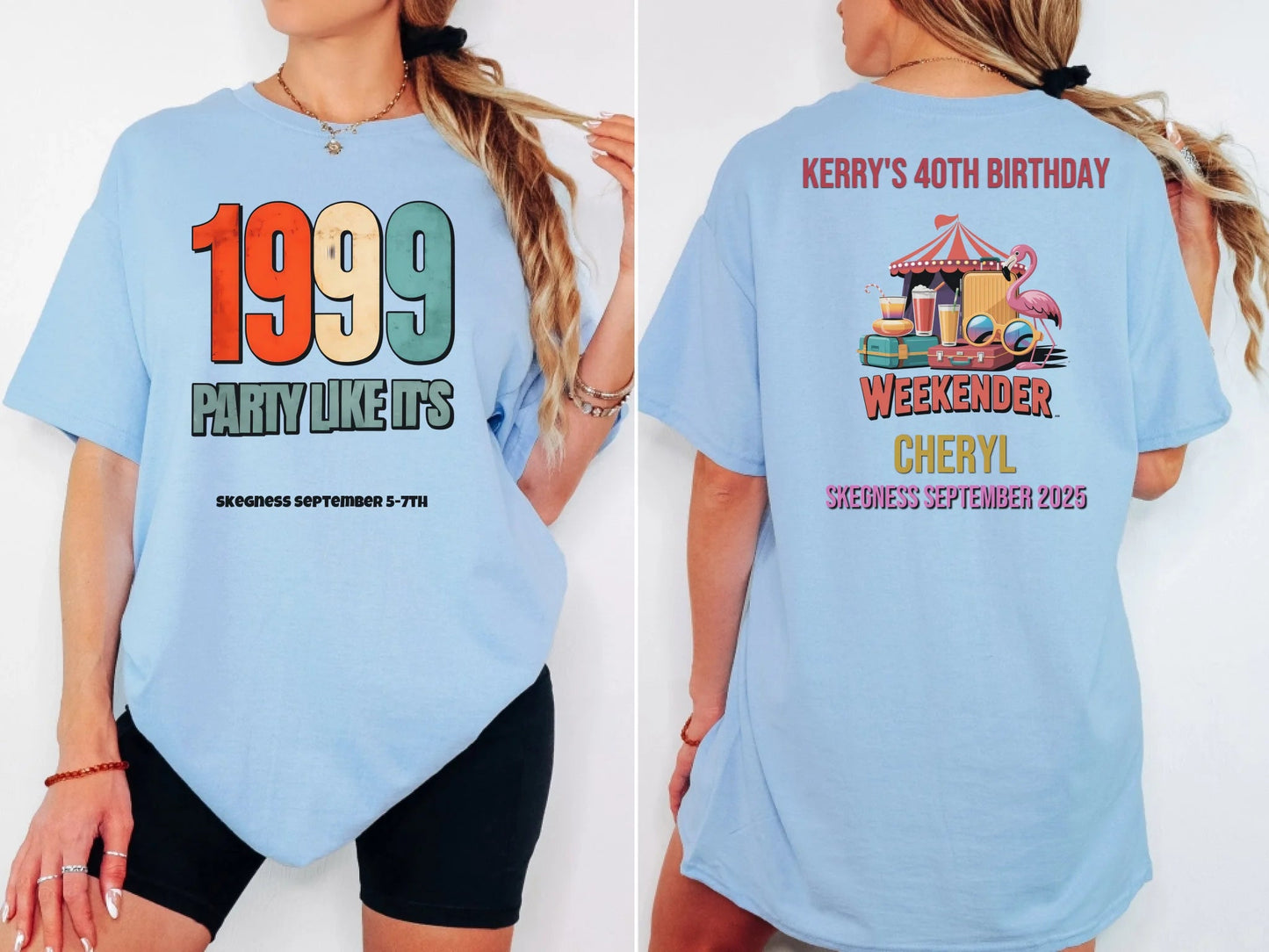 Party Like it's 1999 - Adult Weekender Front and Back Personalised Unisex Heavy T-Shirt - 90s - Adult Weekender