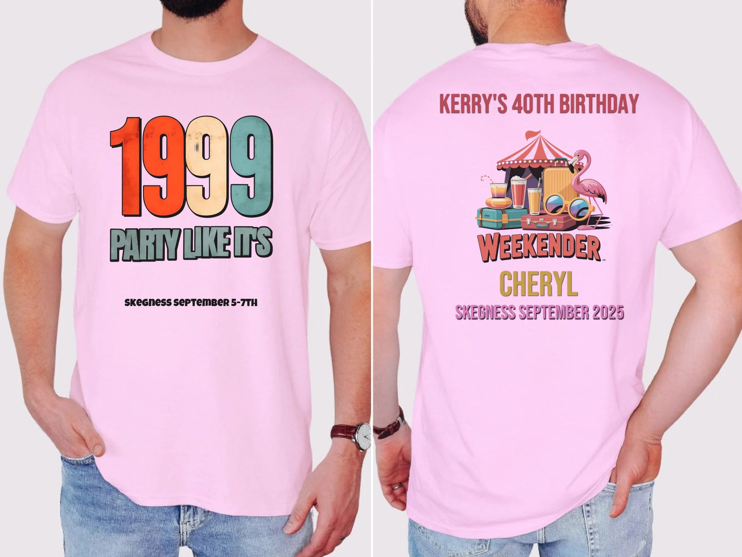 Party Like it's 1999 - Adult Weekender Front and Back Personalised Unisex Heavy T-Shirt - 90s - Adult Weekender