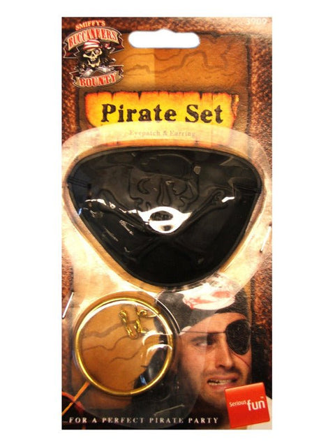 Pirate Eyepatch and Earring, Black - Adult Weekender