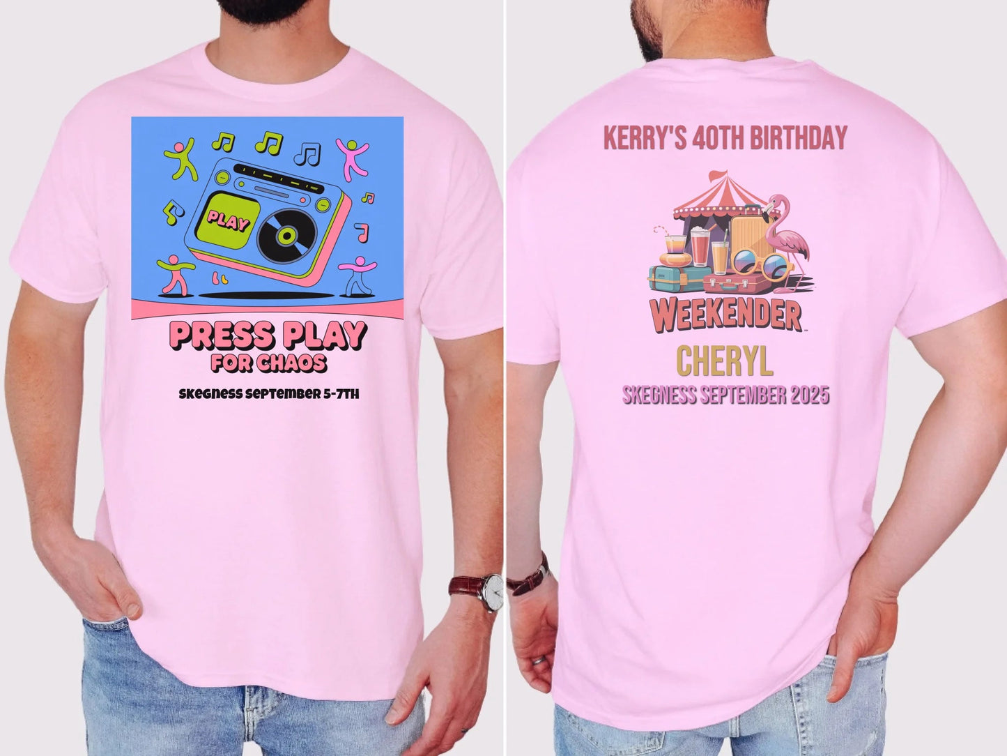 Press Play for Chaos - Adult Weekender Front and Back Personalised Unisex Heavy T-Shirt or Hoodie - 90s - Adult Weekender