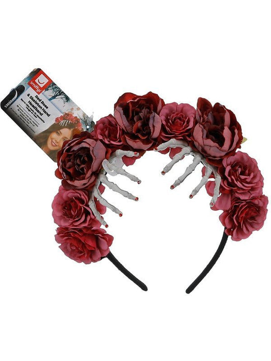 Red Rose & Skeleton Hand Headband - Adult Weekender