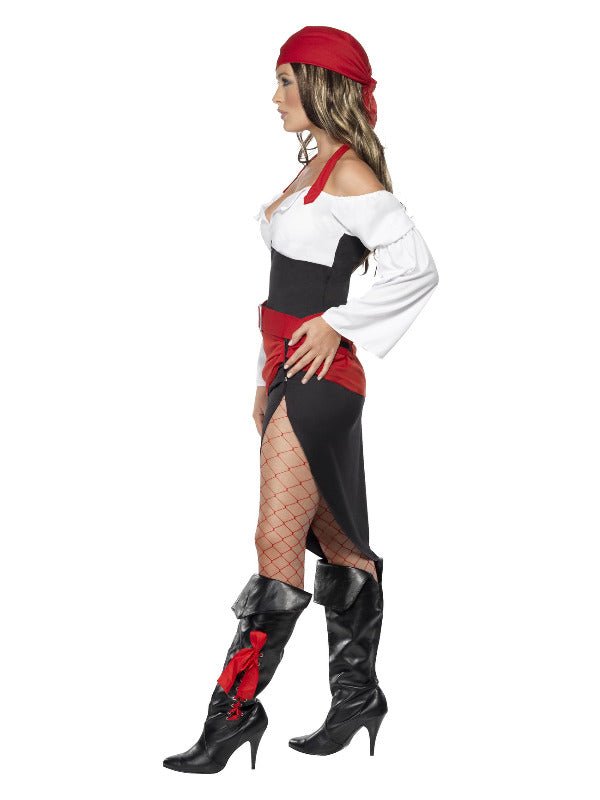 Sassy Pirate Wench Costume with Skirt, Black - Adult Weekender