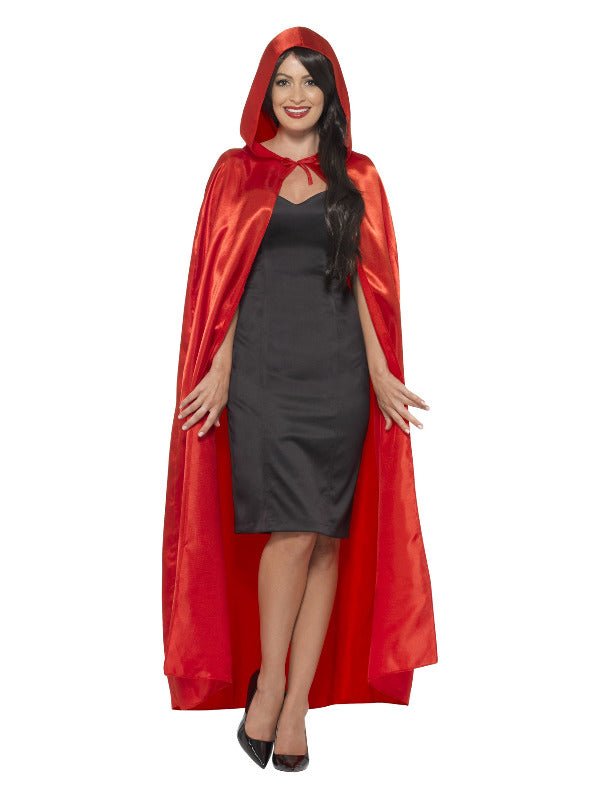 Satin Hooded Cape, Red - Adult Weekender