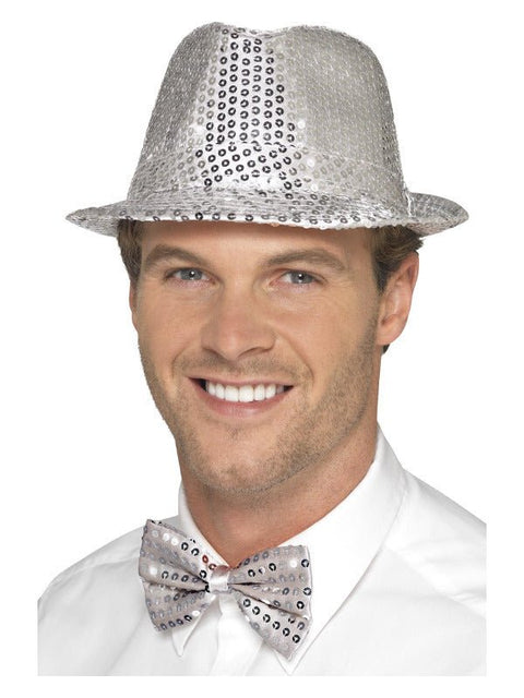 Sequin Trilby Hat, Silver - Adult Weekender