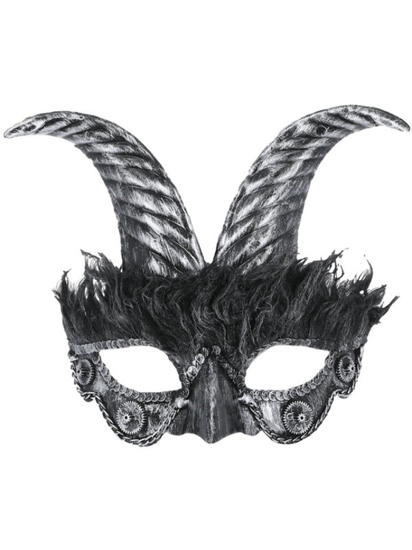 Silver Masquerade Horned Mask - Adult Weekender